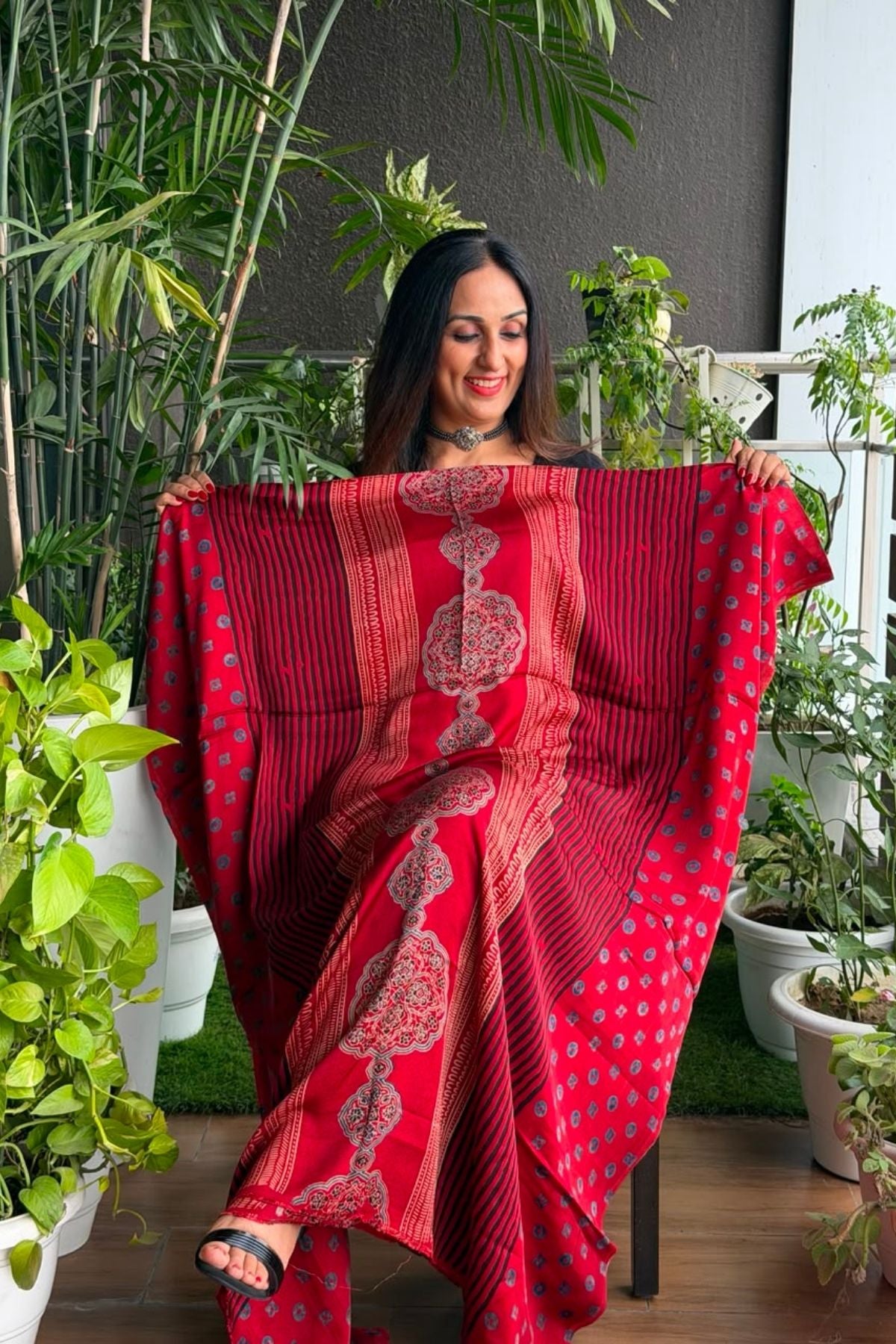 Ajrakh kurta fabric on pure modal !!