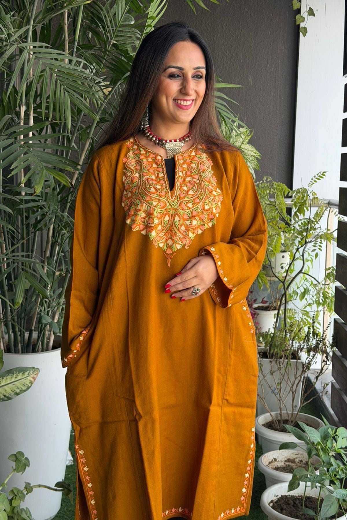 Woollen Kashmiri Phiran with Aari work