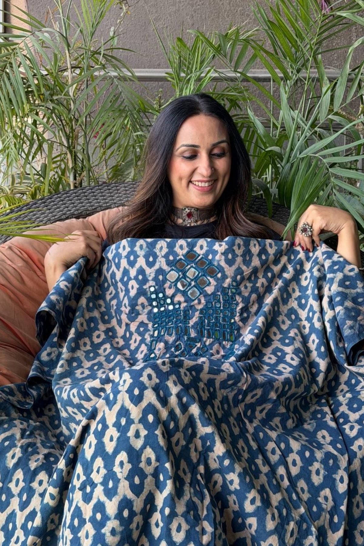 Pure Cotton Kutch mirror hand work kurta fabrics!!