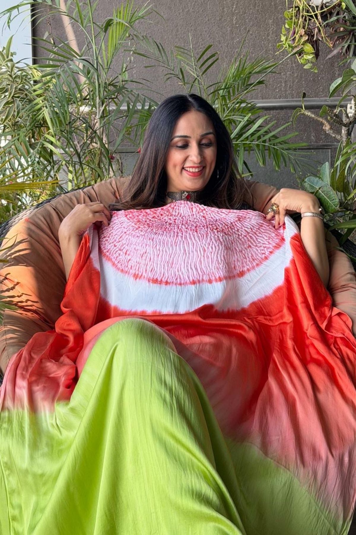 Handblocked Shibori shaded kurta on pure Modal