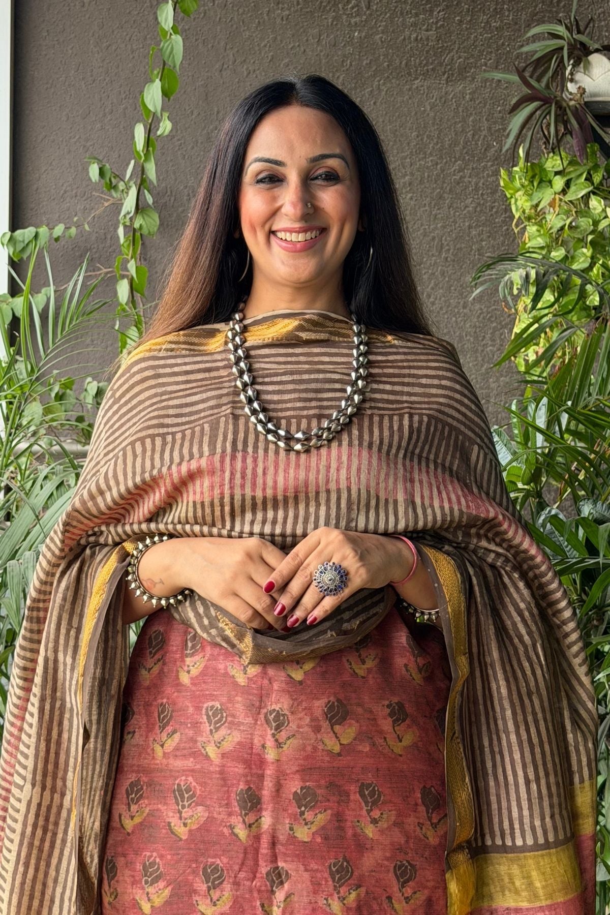 Handblocked with Pomegranate peel kurta dupatta sets in Maheshwari!!