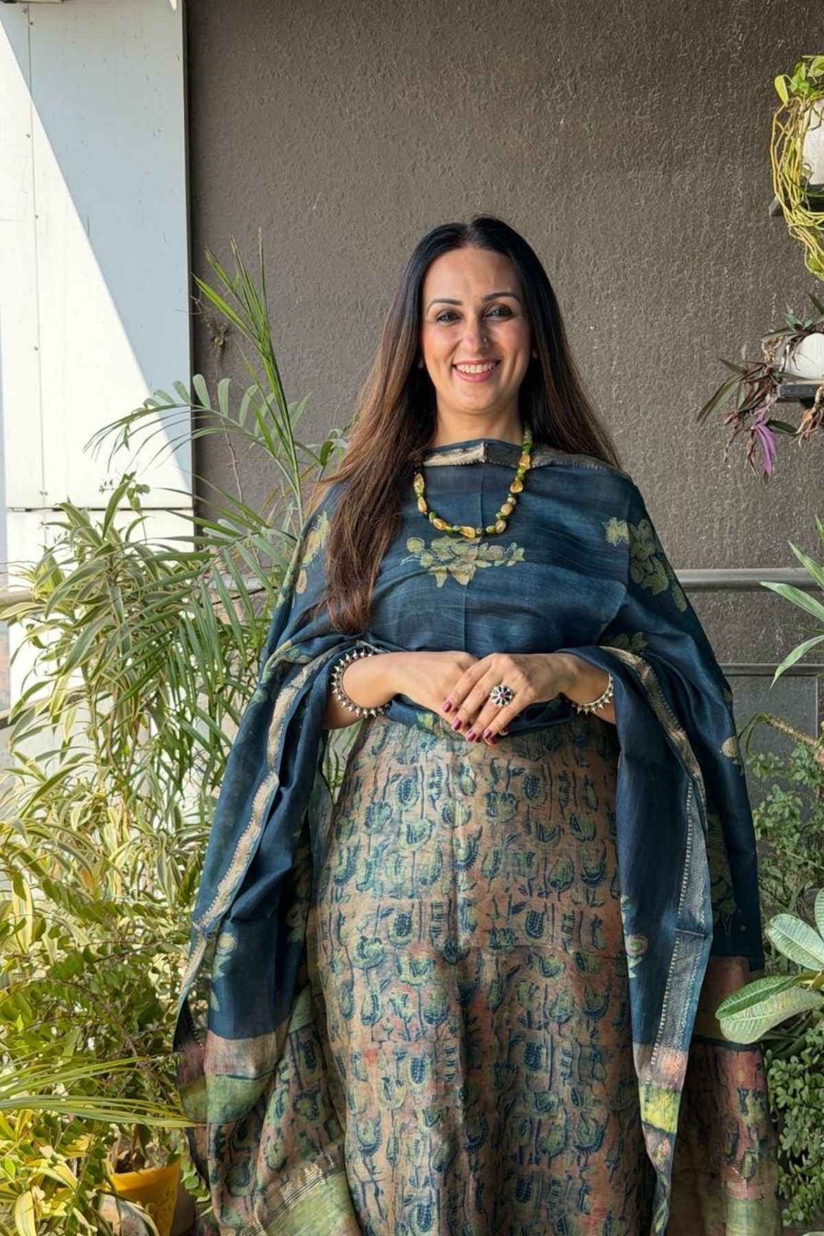 Handblocked with Pomegranate peel kurta dupatta sets in Maheshwari!!