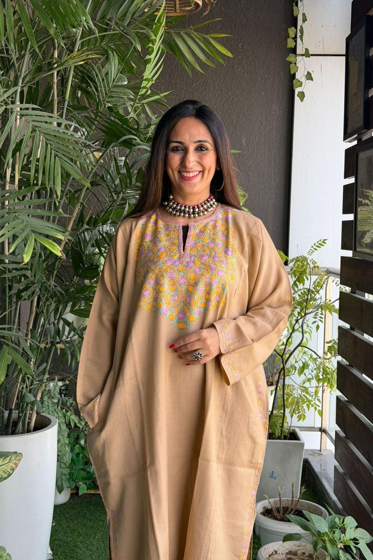 Woollen Kashmiri Phiran with Aari work