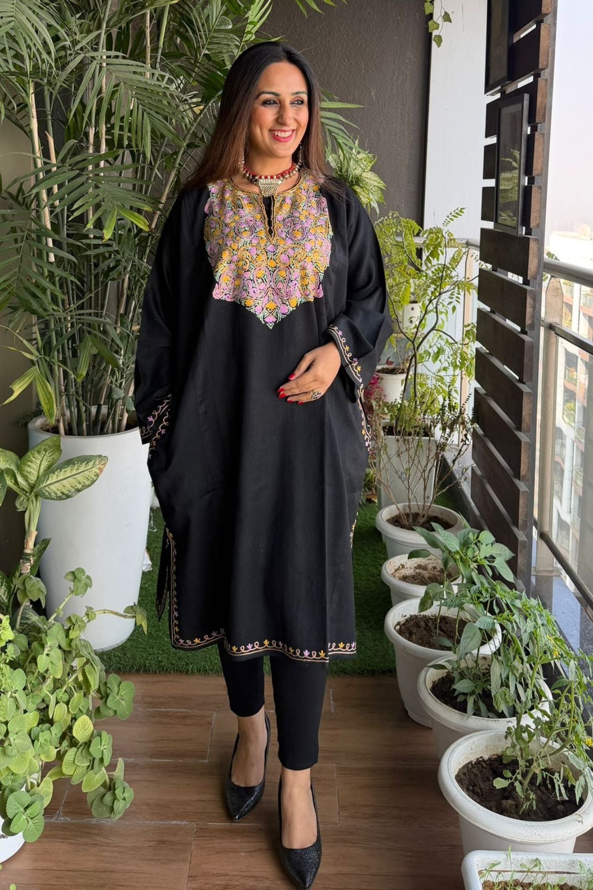 Woollen Kashmiri Phiran with Aari work