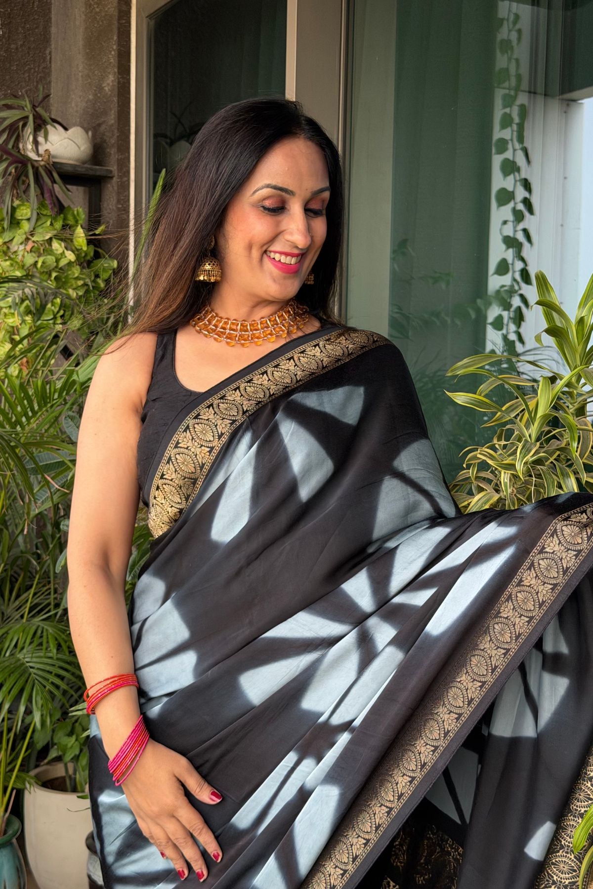 Handcrafted Clamp-dyed sarees in pure modal silk!!!