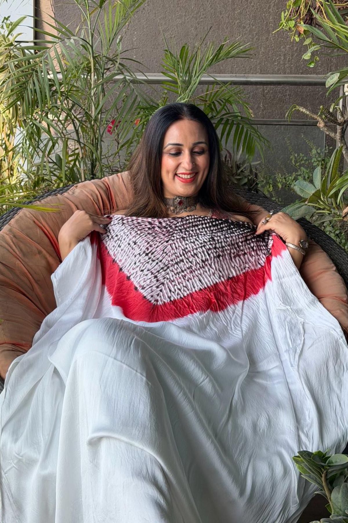 Handblocked Shibori shaded kurta on pure Modal