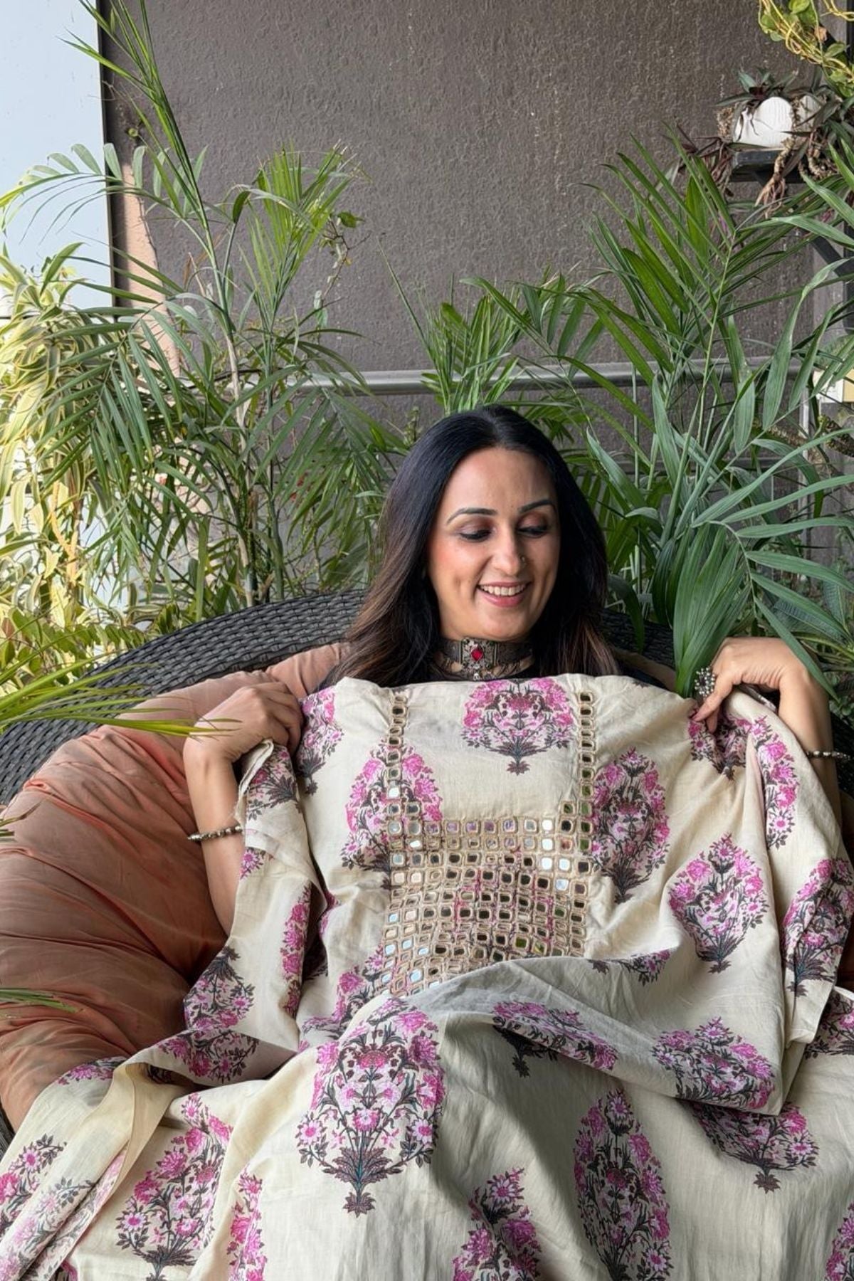 Pure Cotton Kutch mirror hand work kurta fabrics!!