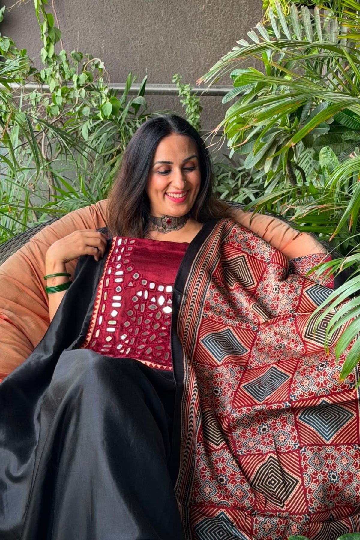 Handcrafted Kutch mirror work Mashru silk full sets!!