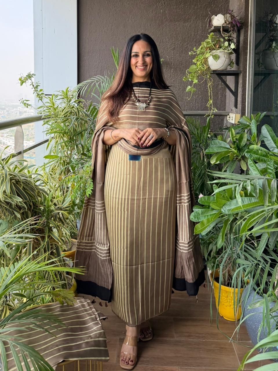 Handblocked Ajrakh full sets in modal with Lagdi patta on dupatta!!