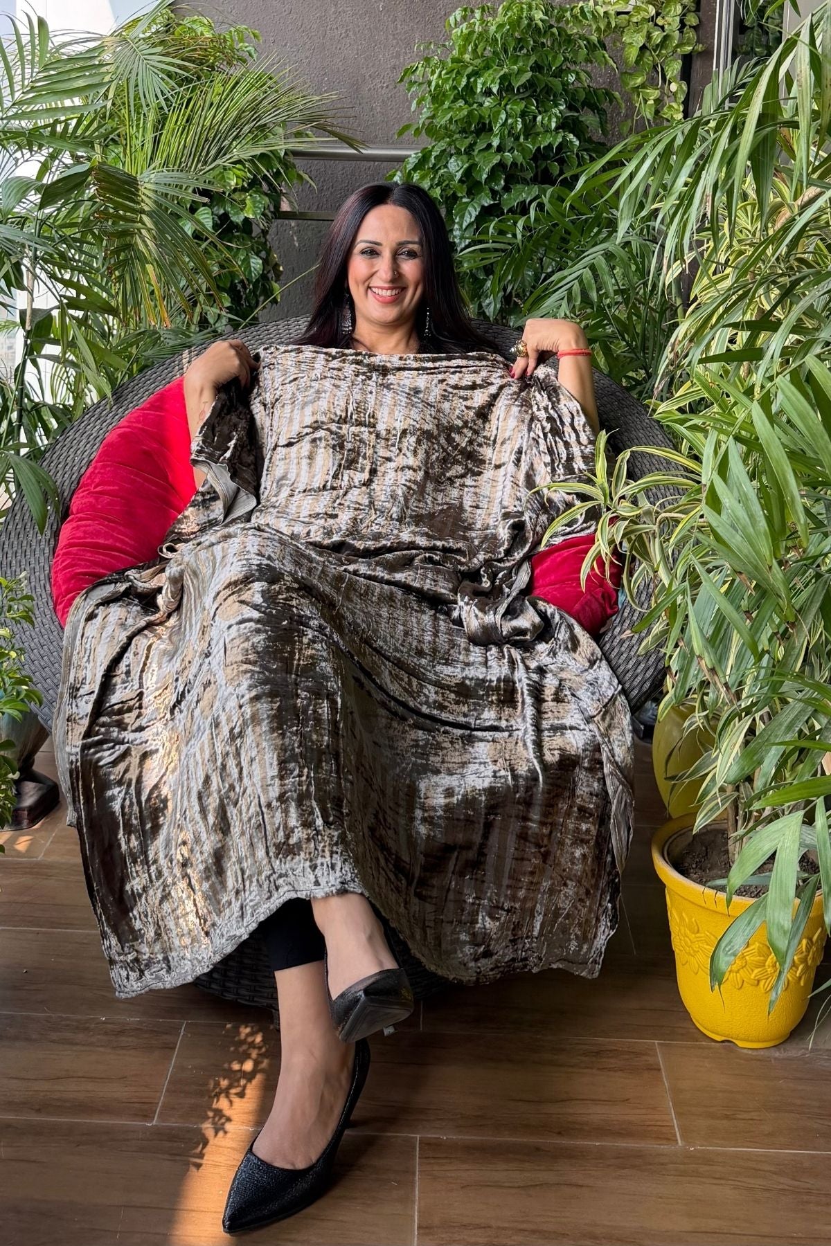 Handblocked Ajrakh kurta fabric only!!