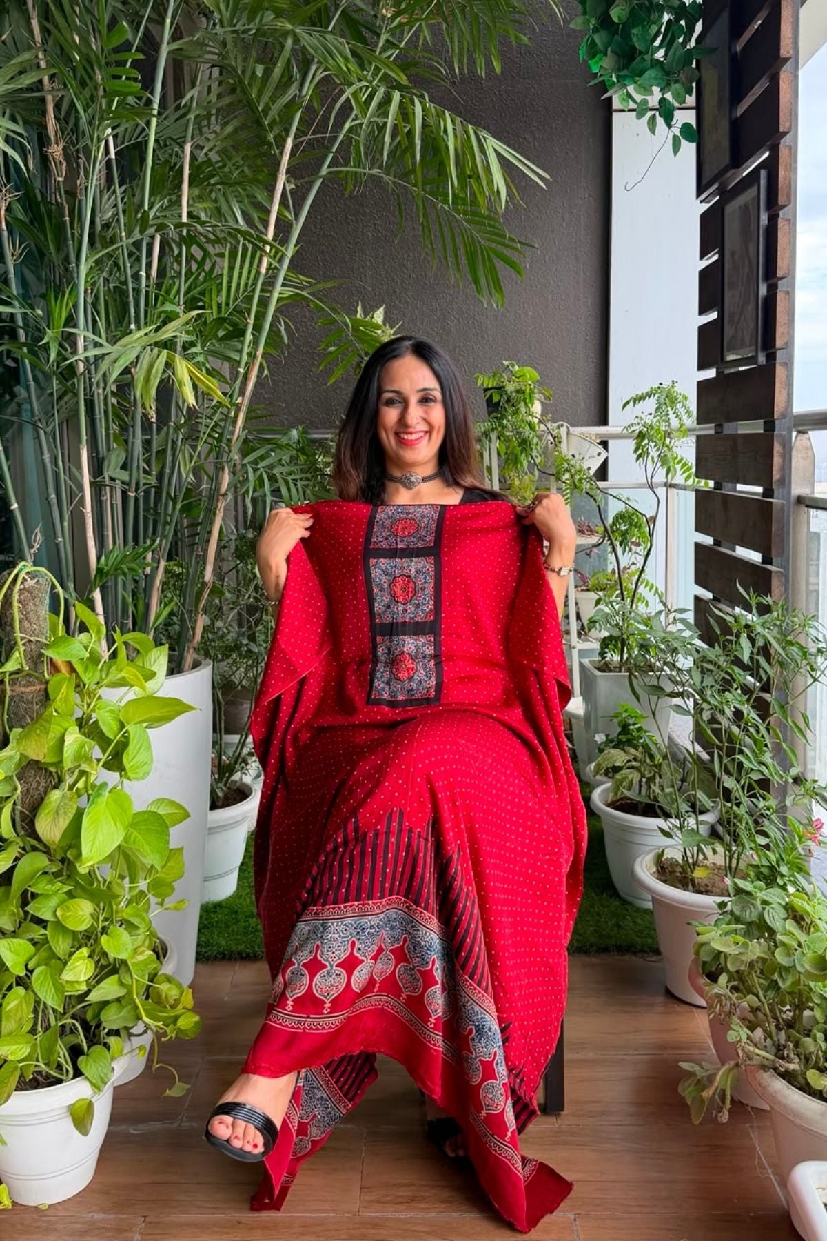 Ajrakh kurta fabric on pure modal !!