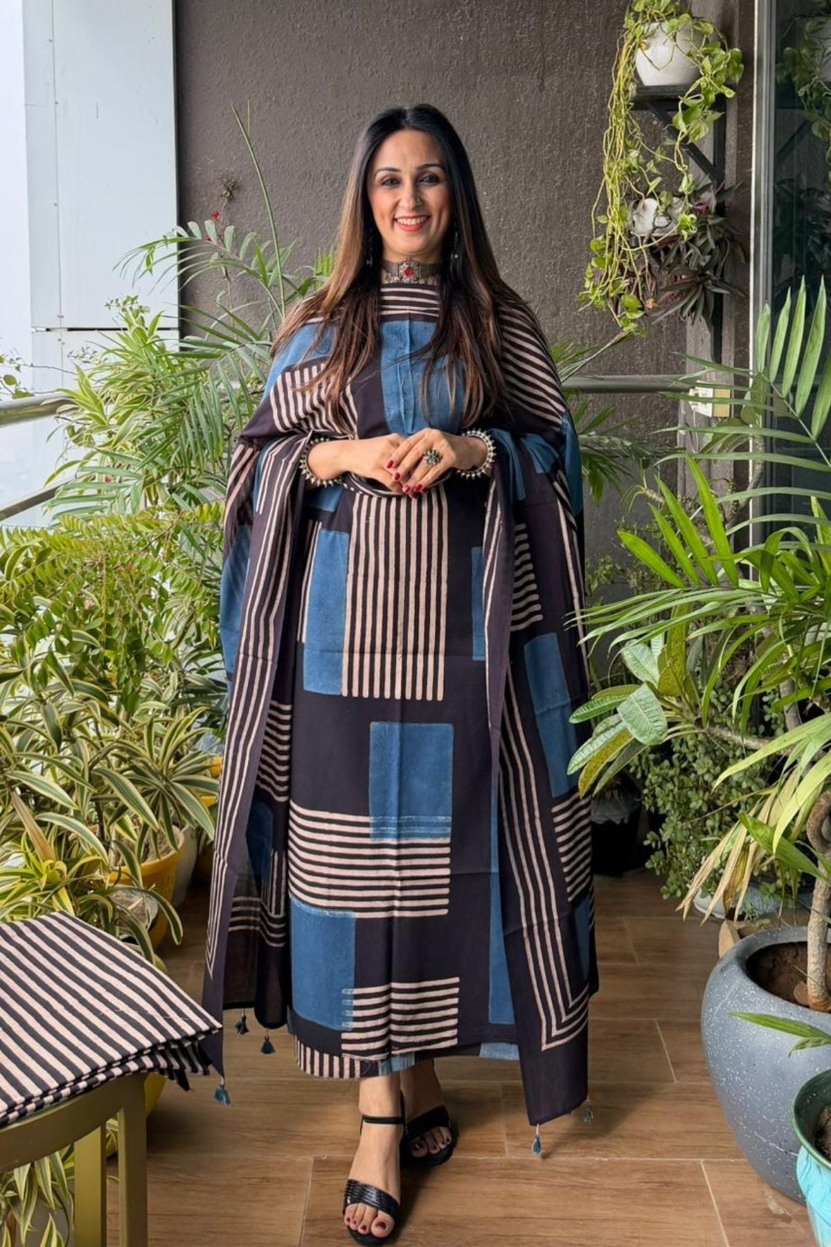 Ajrakh suits sets on Taj group pure cotton