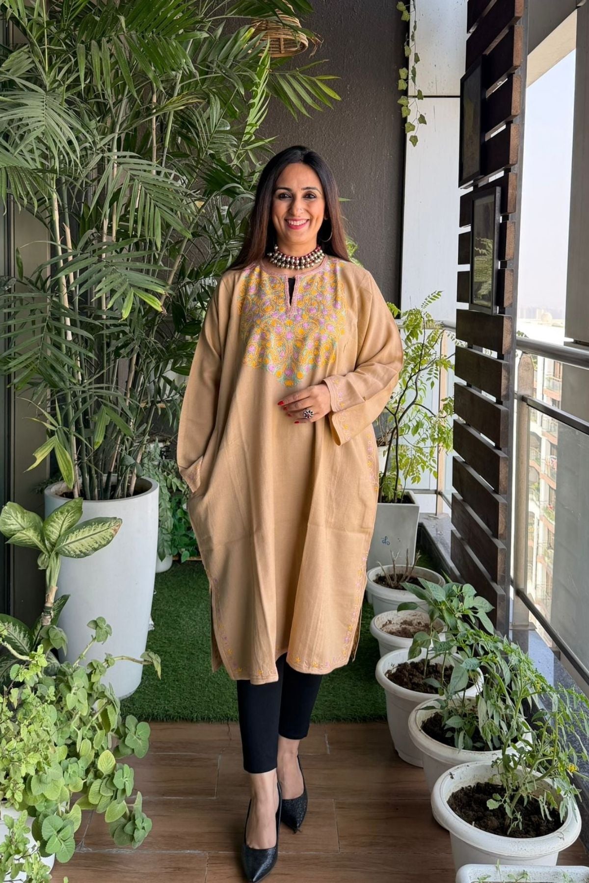 Woollen Kashmiri Phiran with Aari work