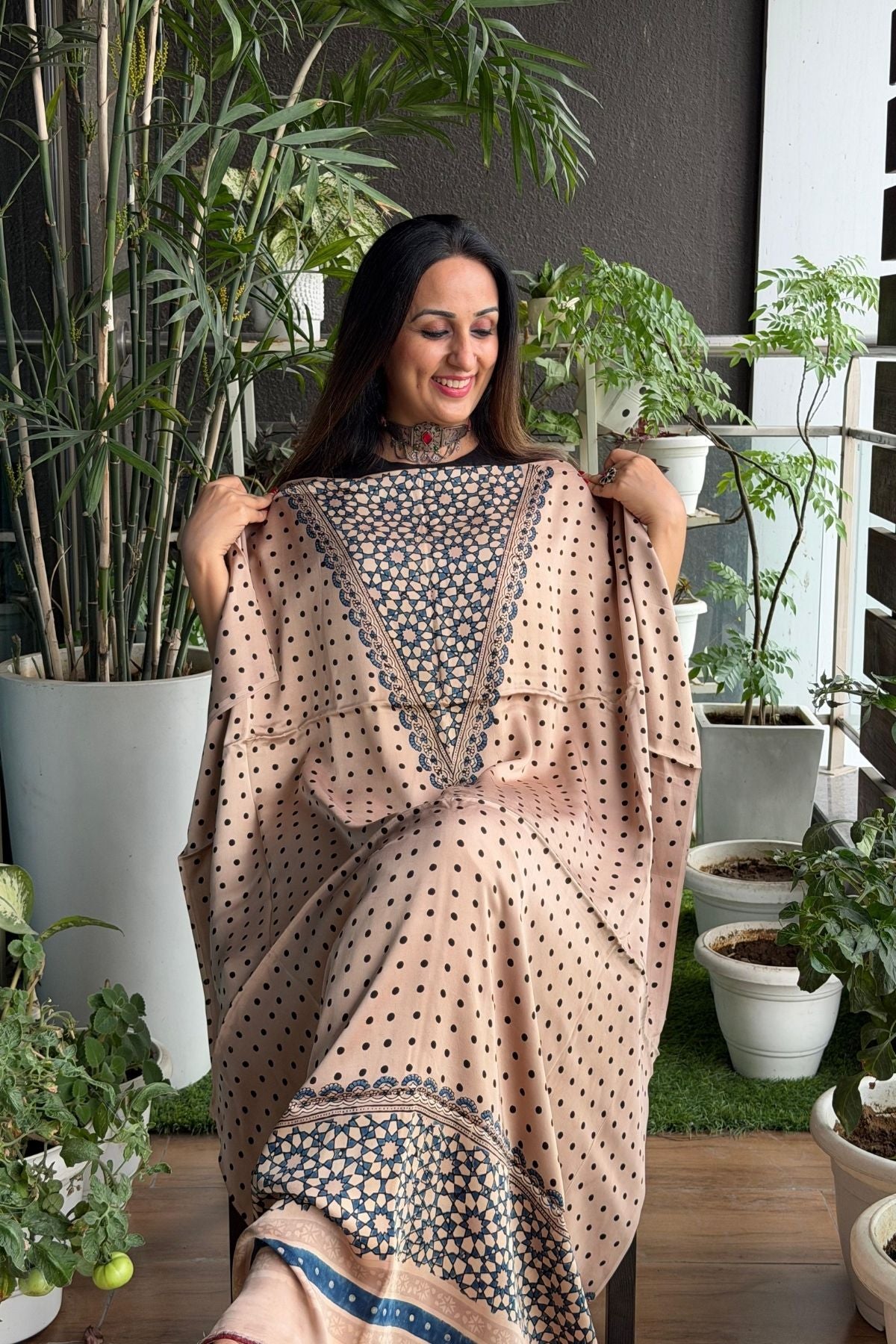 Ajrakh kurta fabric on pure modal !!