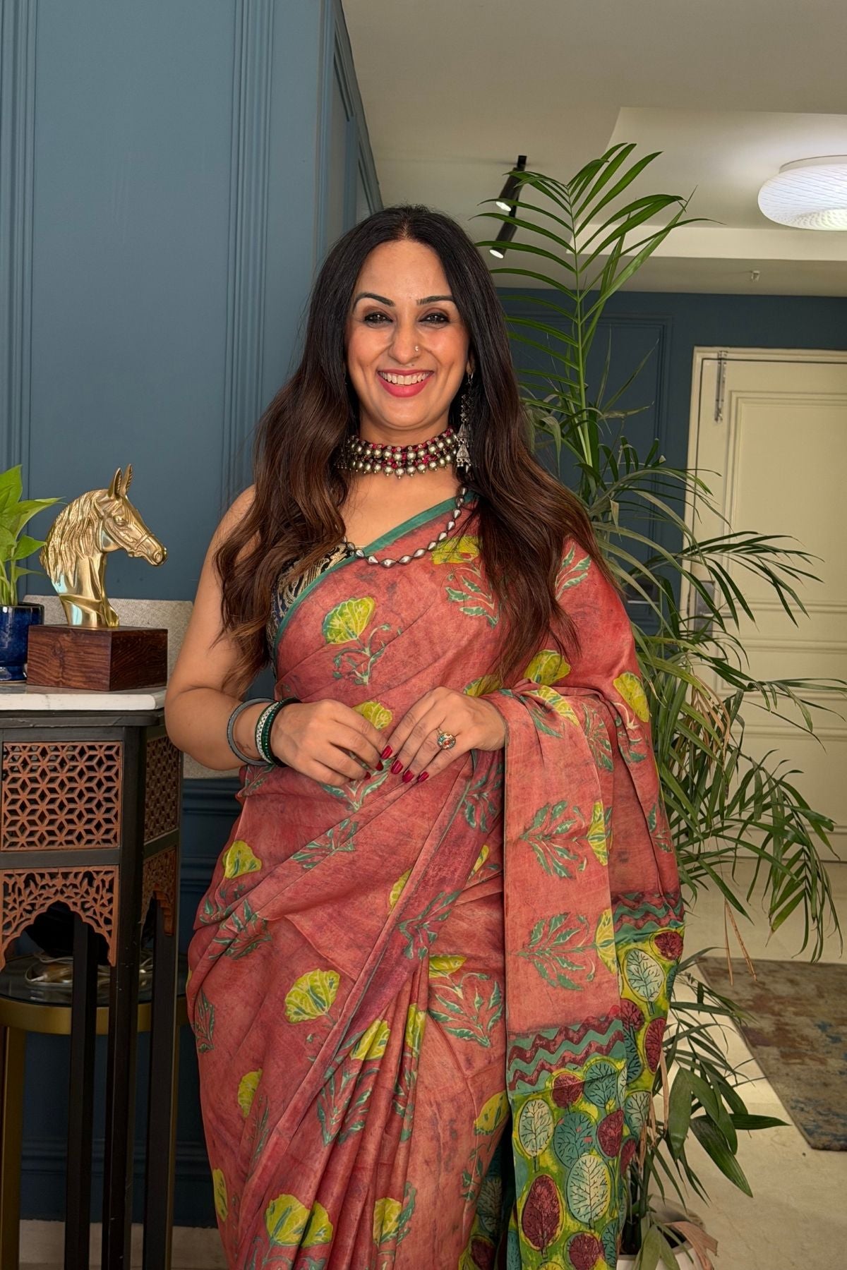 Pomegranate handcrafted pure tussar modal saree!!