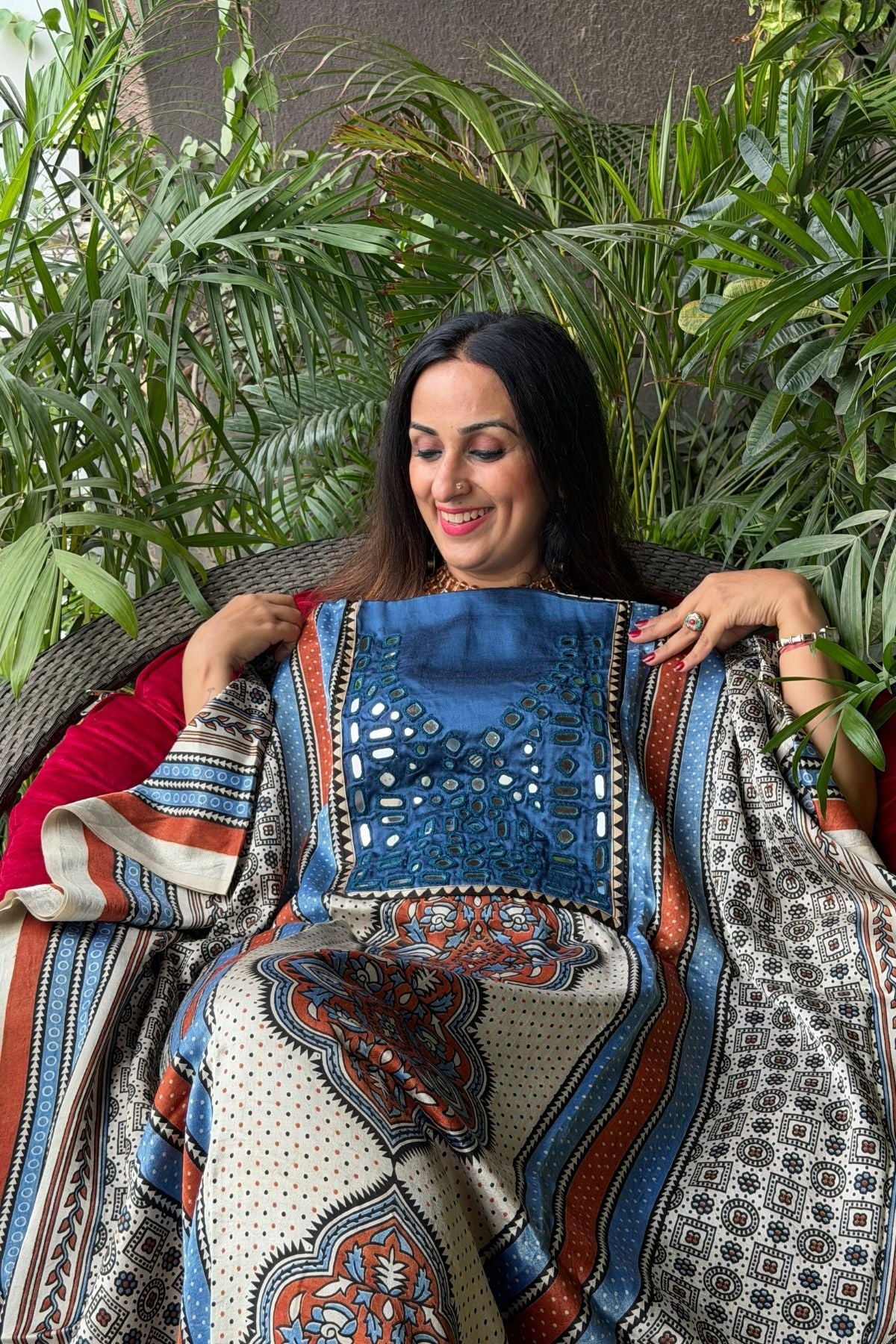 Handcrafted kurta with Kutch mirror work on pure Mashru!!