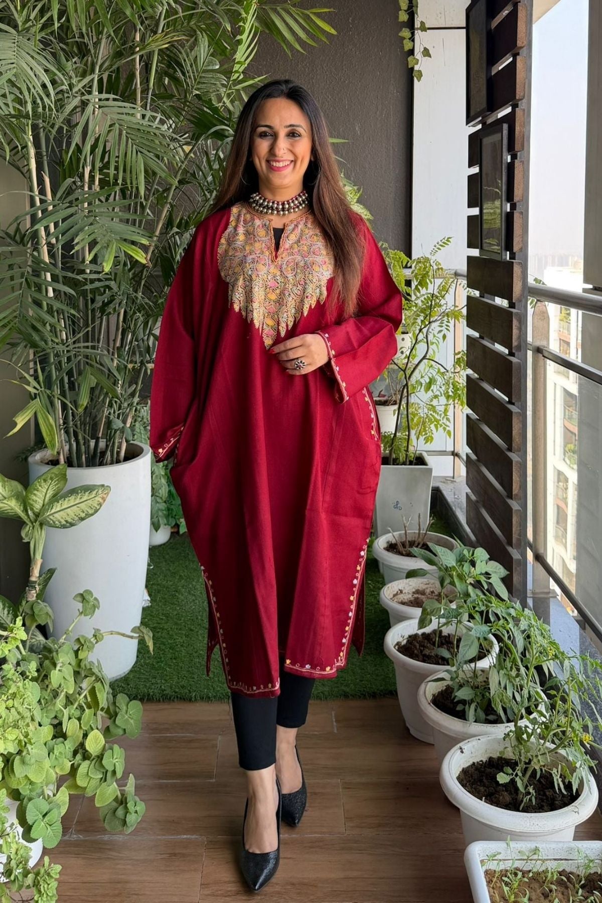 Woollen Kashmiri Phiran with Aari work