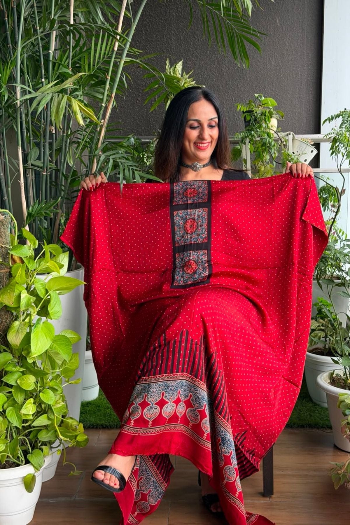 Ajrakh kurta fabric on pure modal !!
