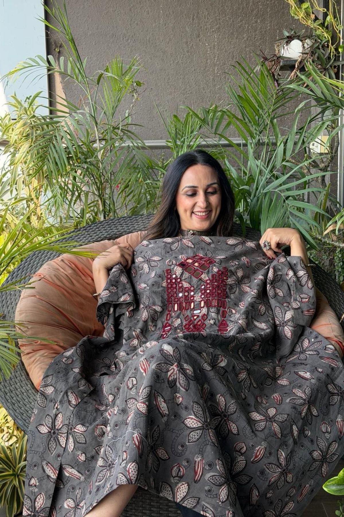 Pure Cotton Kutch mirror hand work kurta fabrics!!