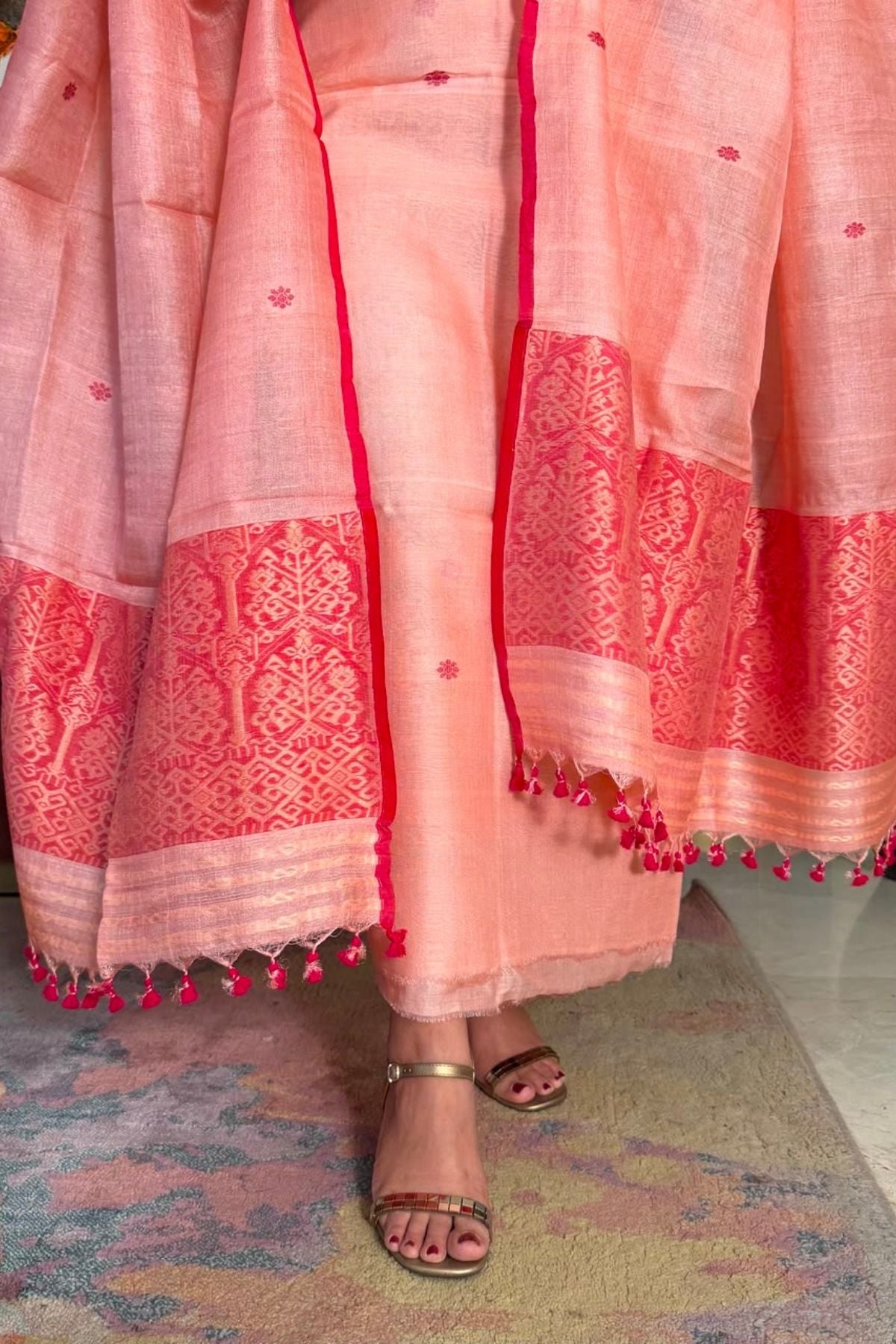 Tangail weave on Pure Tussar Silk -Kurta Dupatta set