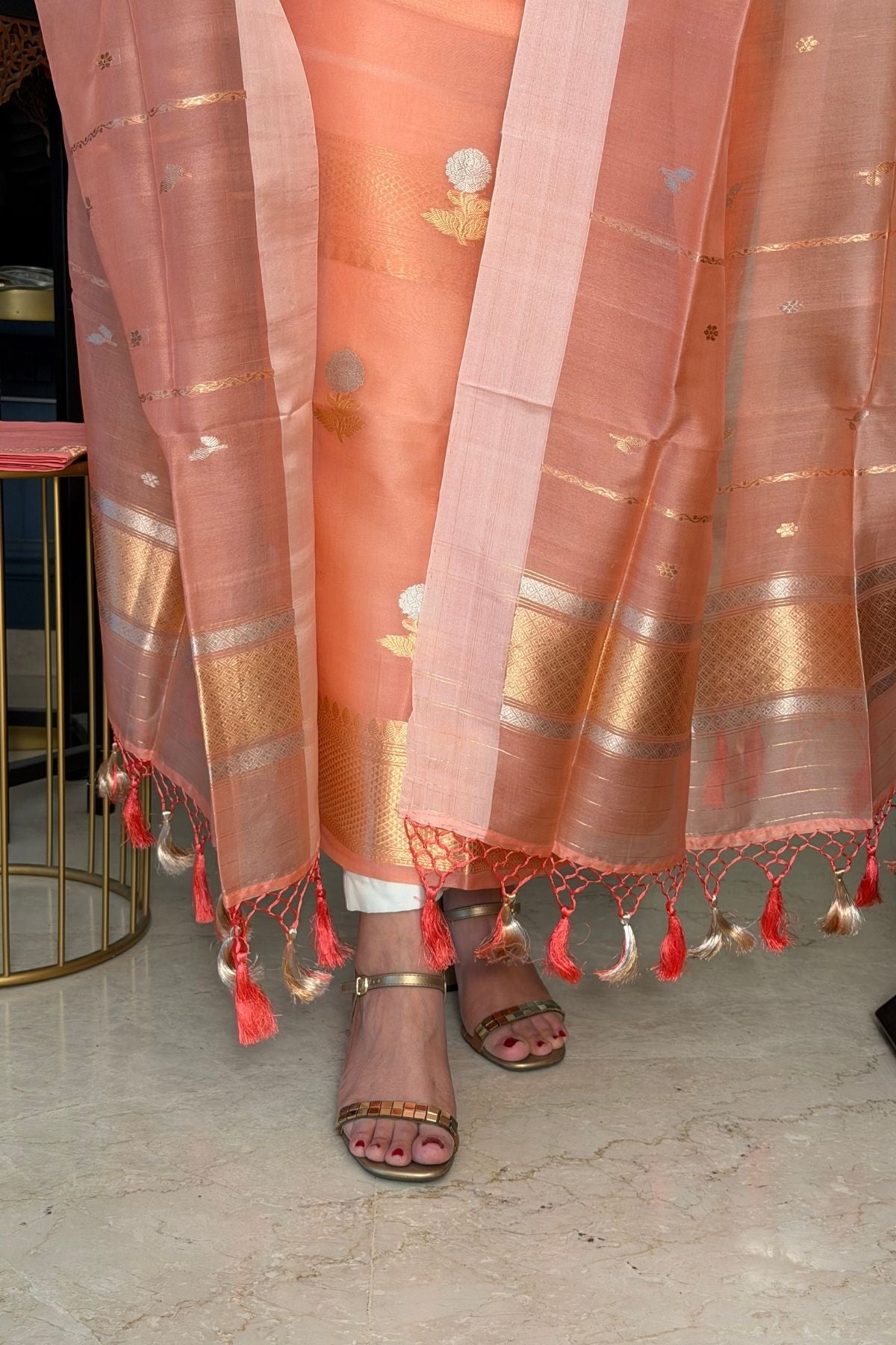 Handloom pure Kora silk full suit sets!!