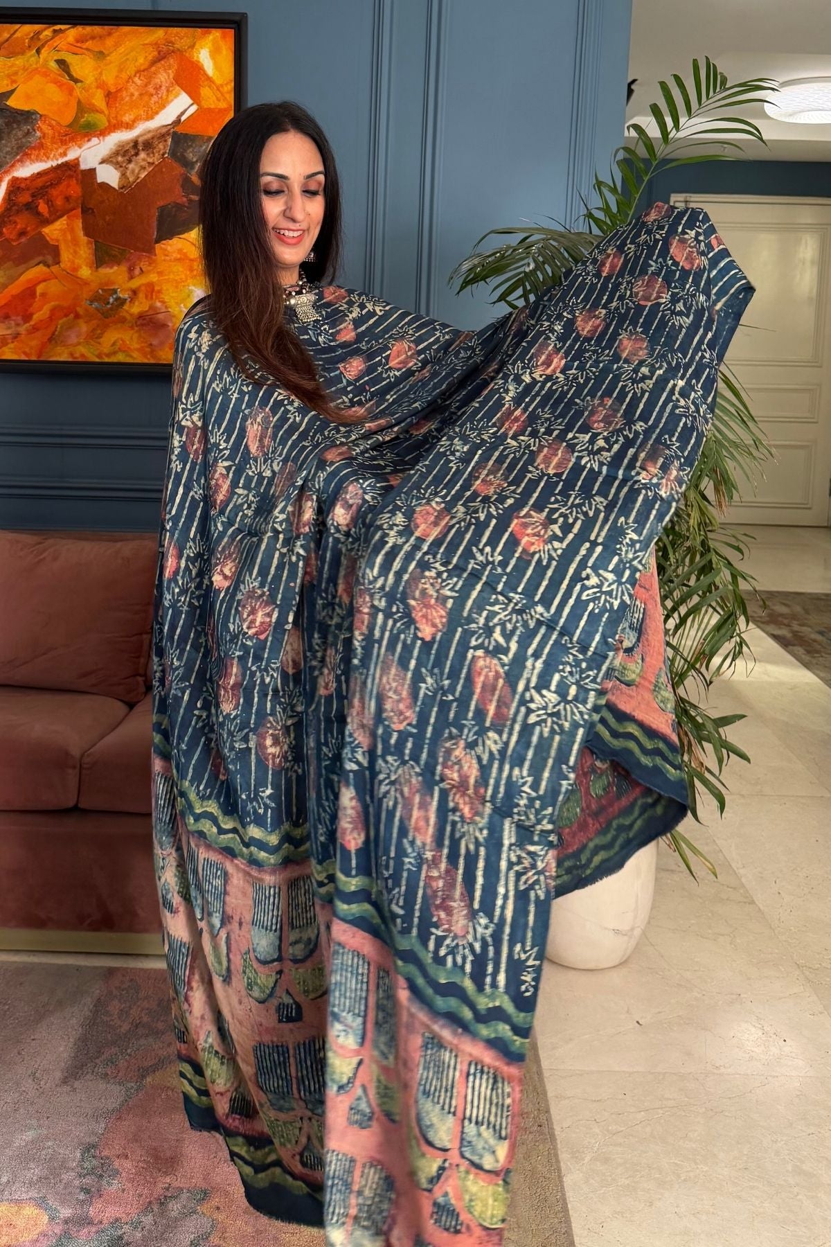 Pomegranate peel Handblock on Premium Modal fabric!!