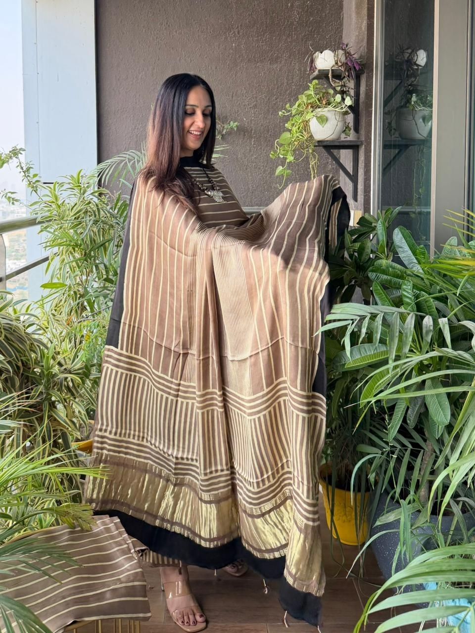 Handblocked Ajrakh full sets in modal with Lagdi patta on dupatta!!
