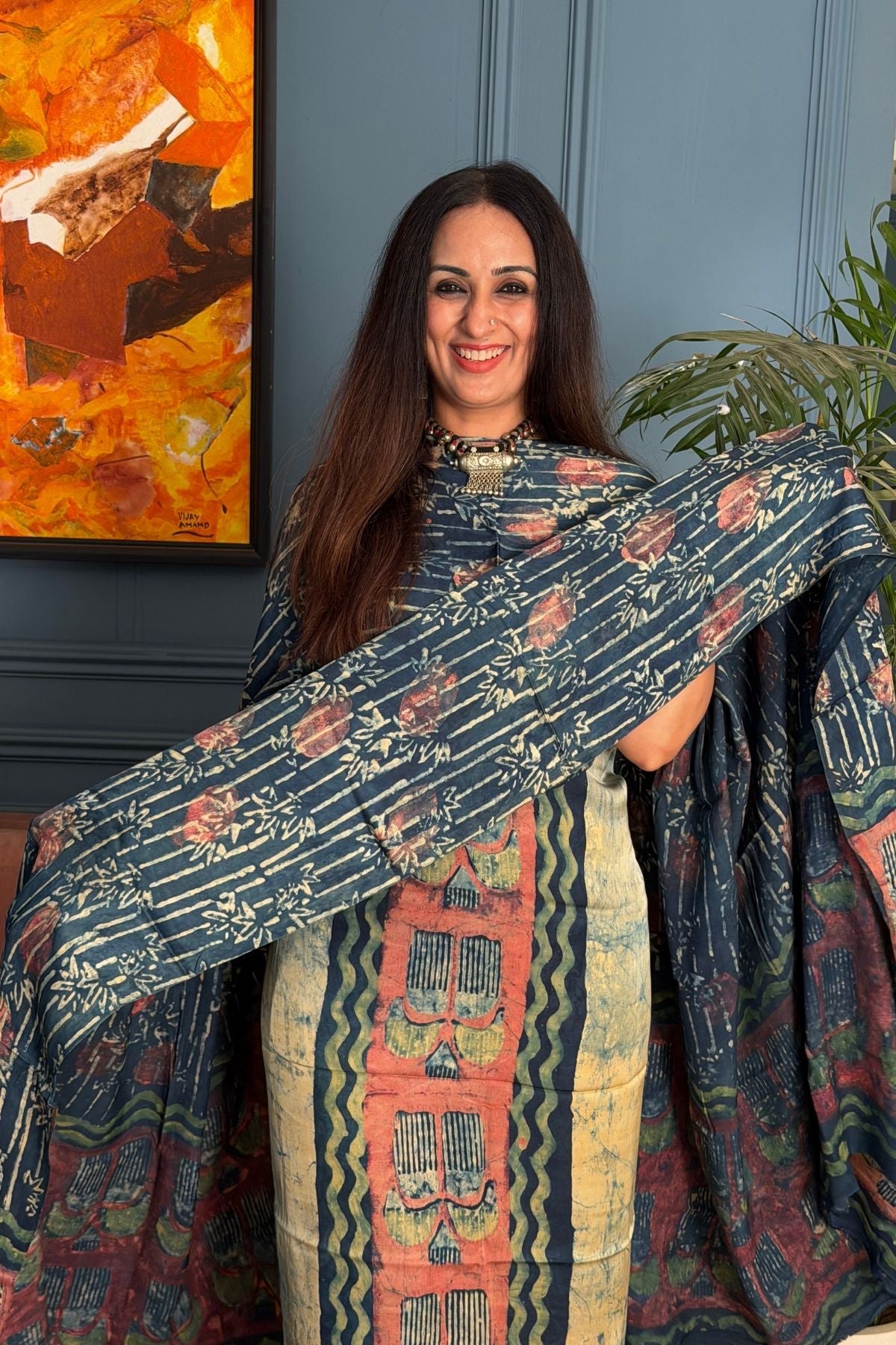 Pomegranate peel Handblock on Premium Modal fabric!!