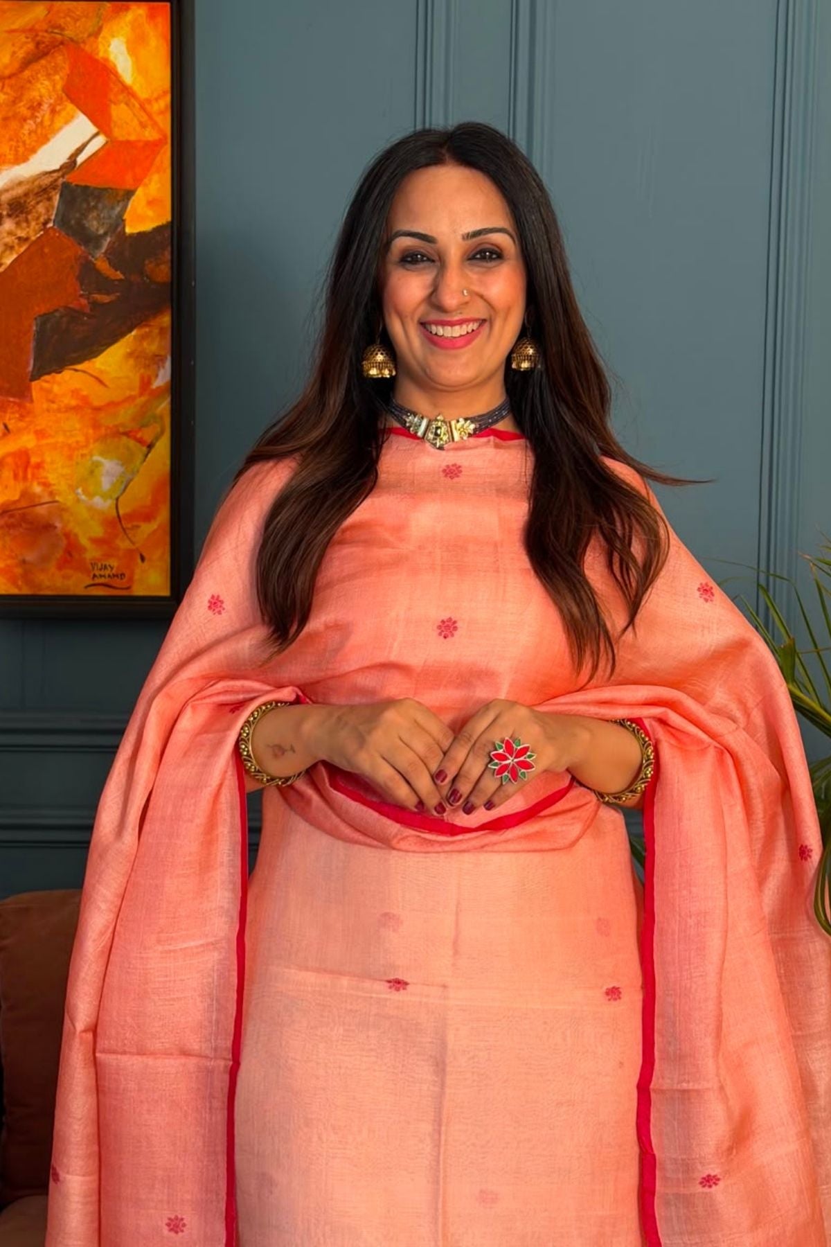 Tangail weave on Pure Tussar Silk -Kurta Dupatta set