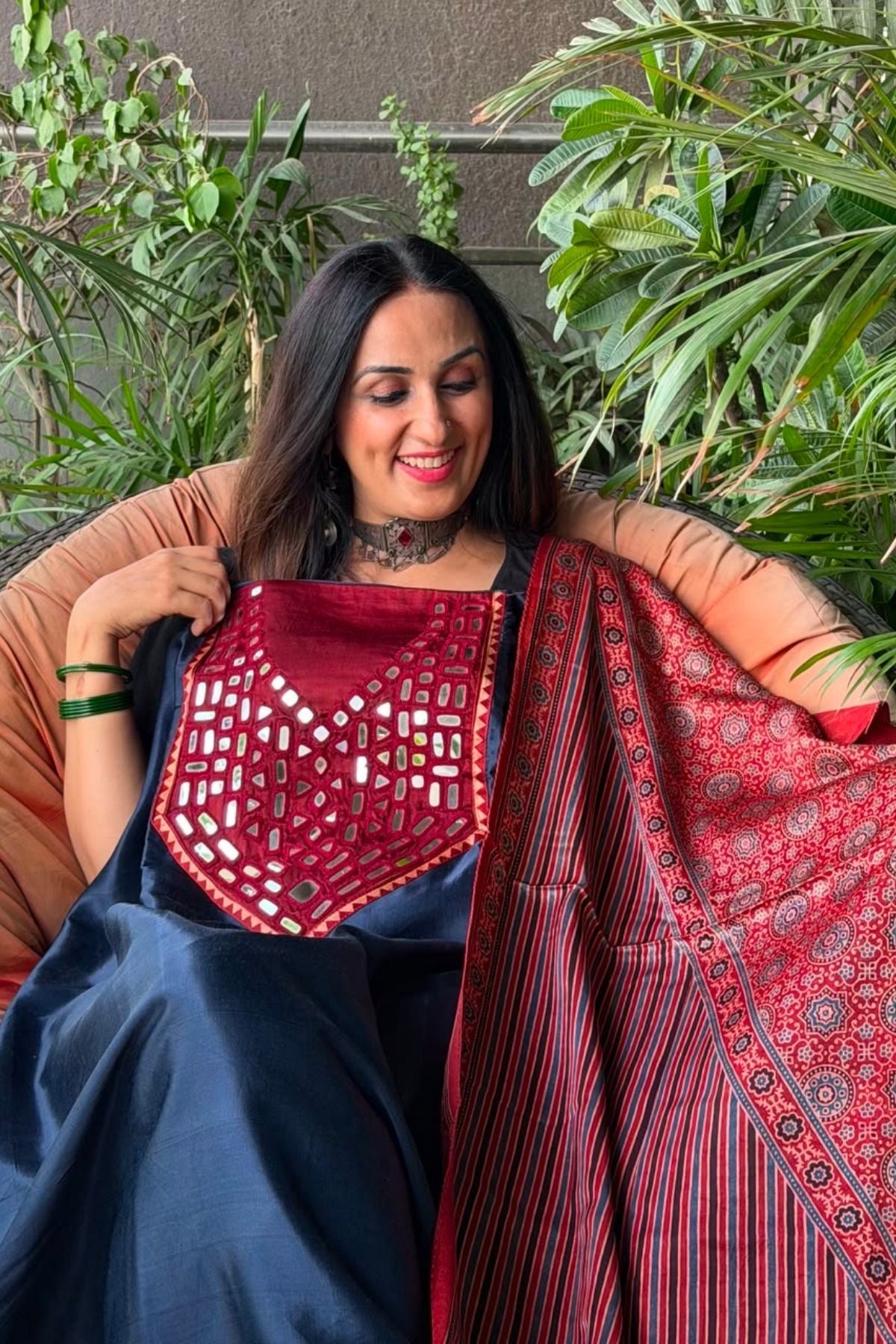 Handcrafted Kutch mirror work Mashru silk full sets!!