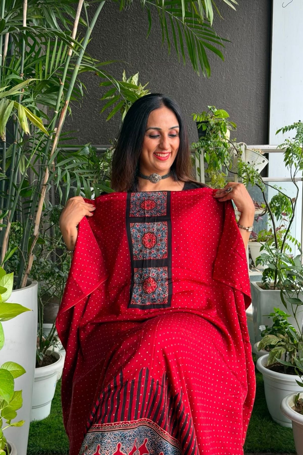 Ajrakh kurta fabric on pure modal !!