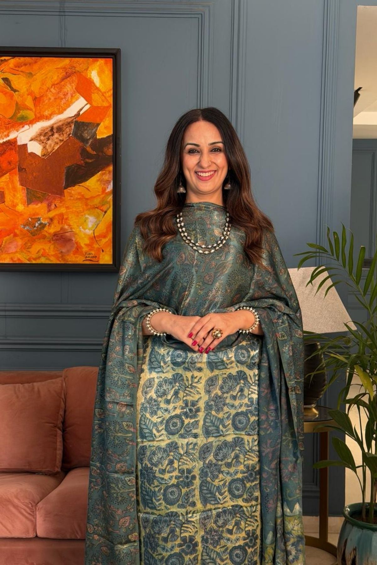 Pomegranate peel Handblock on Premium Modal fabric!!