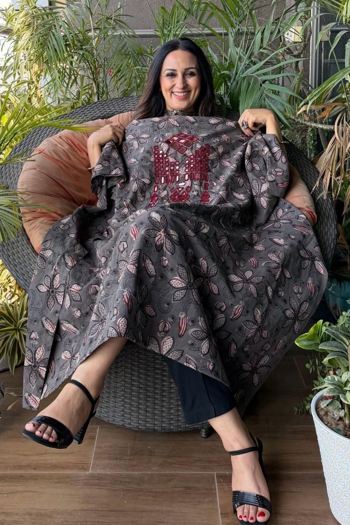 Pure Cotton Kutch mirror hand work kurta fabrics!!