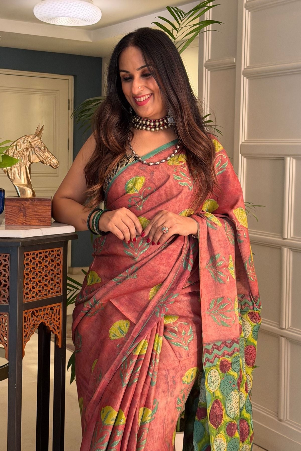 Pomegranate handcrafted pure tussar modal saree!!