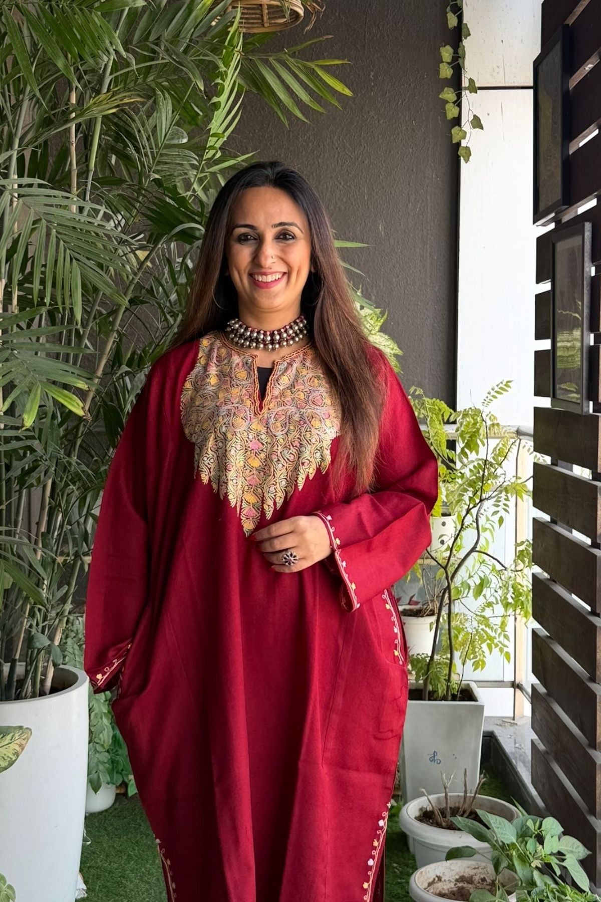 Woollen Kashmiri Phiran with Aari work