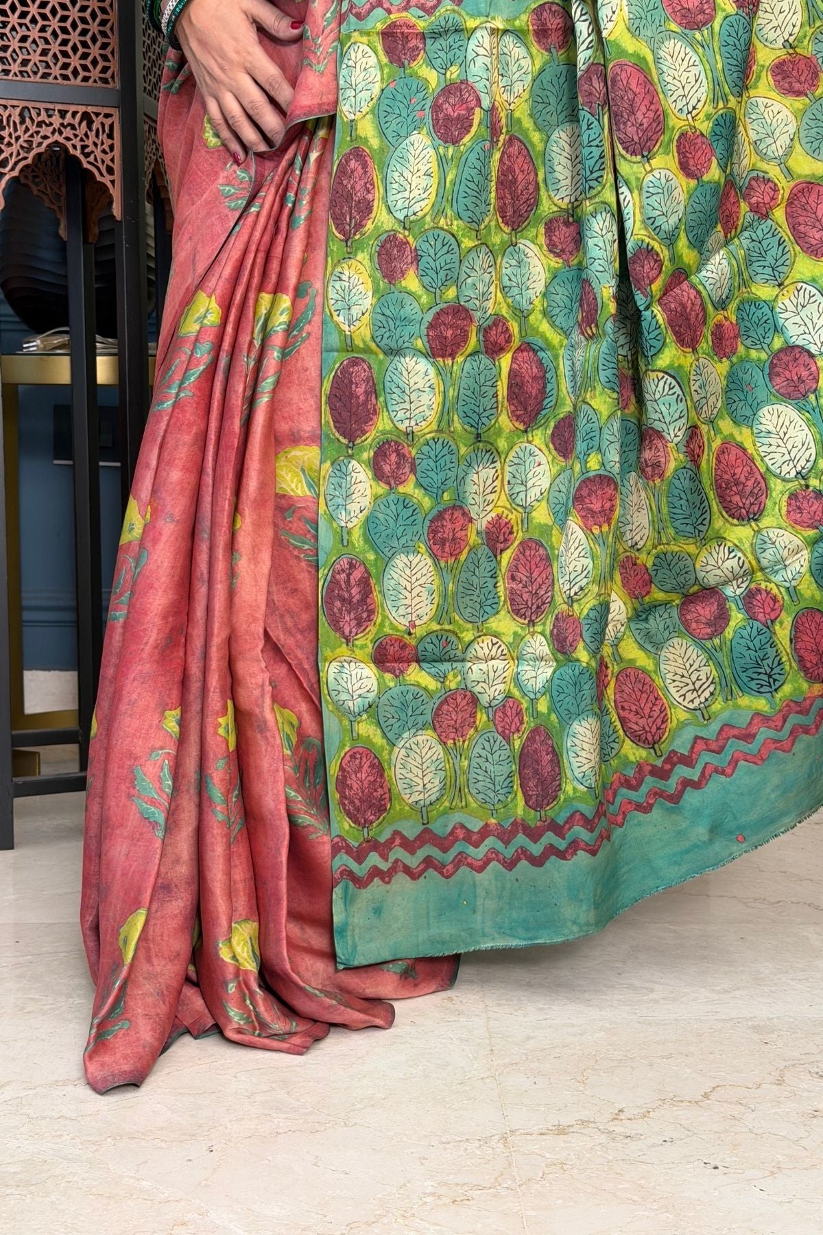 Pomegranate handcrafted pure tussar modal saree!!