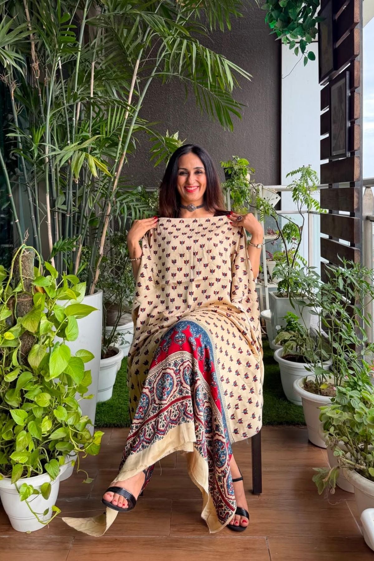 Ajrakh kurta fabric on pure modal !!