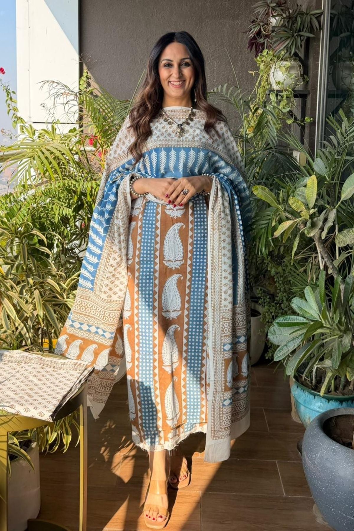 Bagh Blockprinted taj cotton full suit set