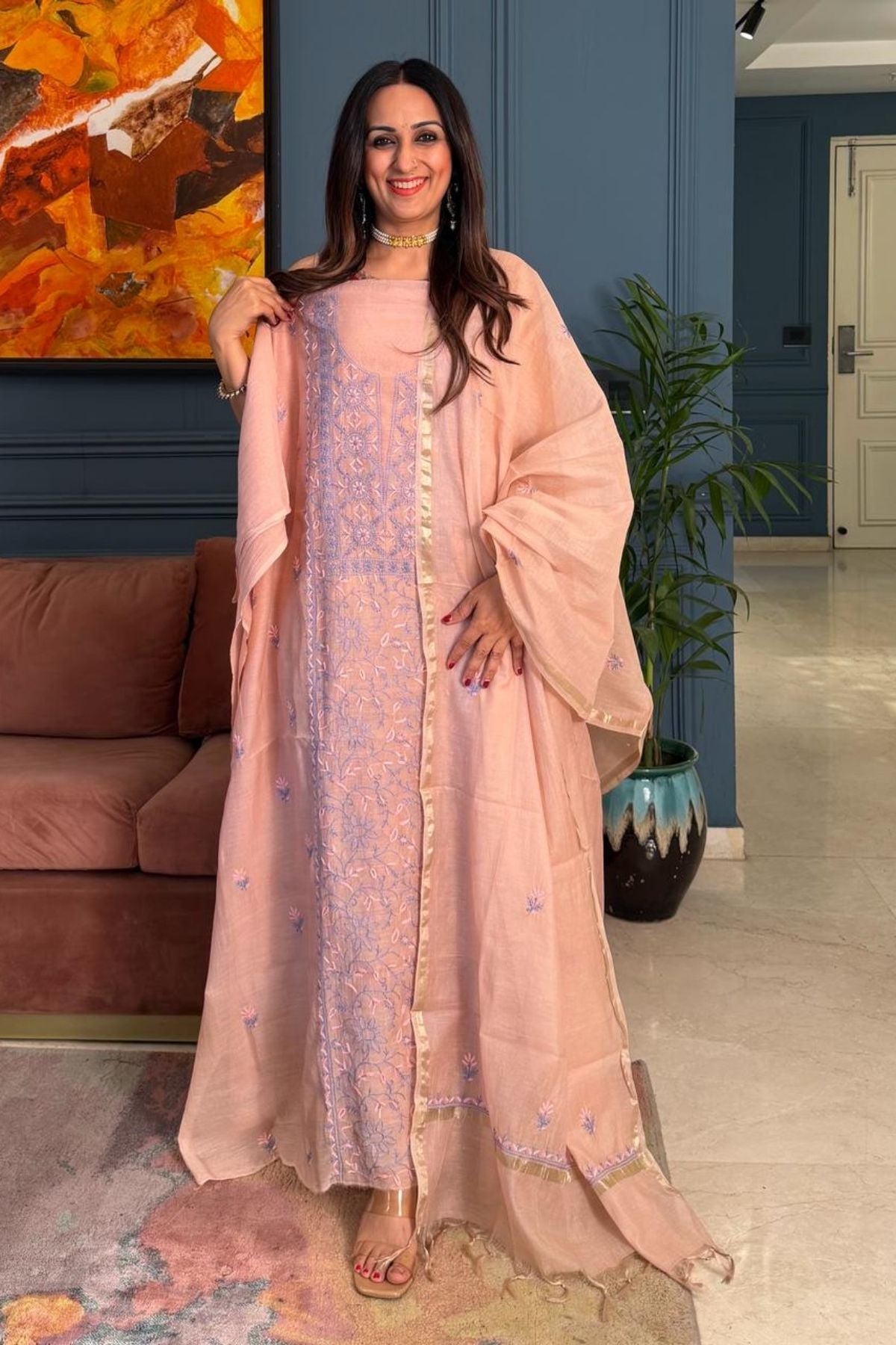 Chikankari on pure Mul cotton!!