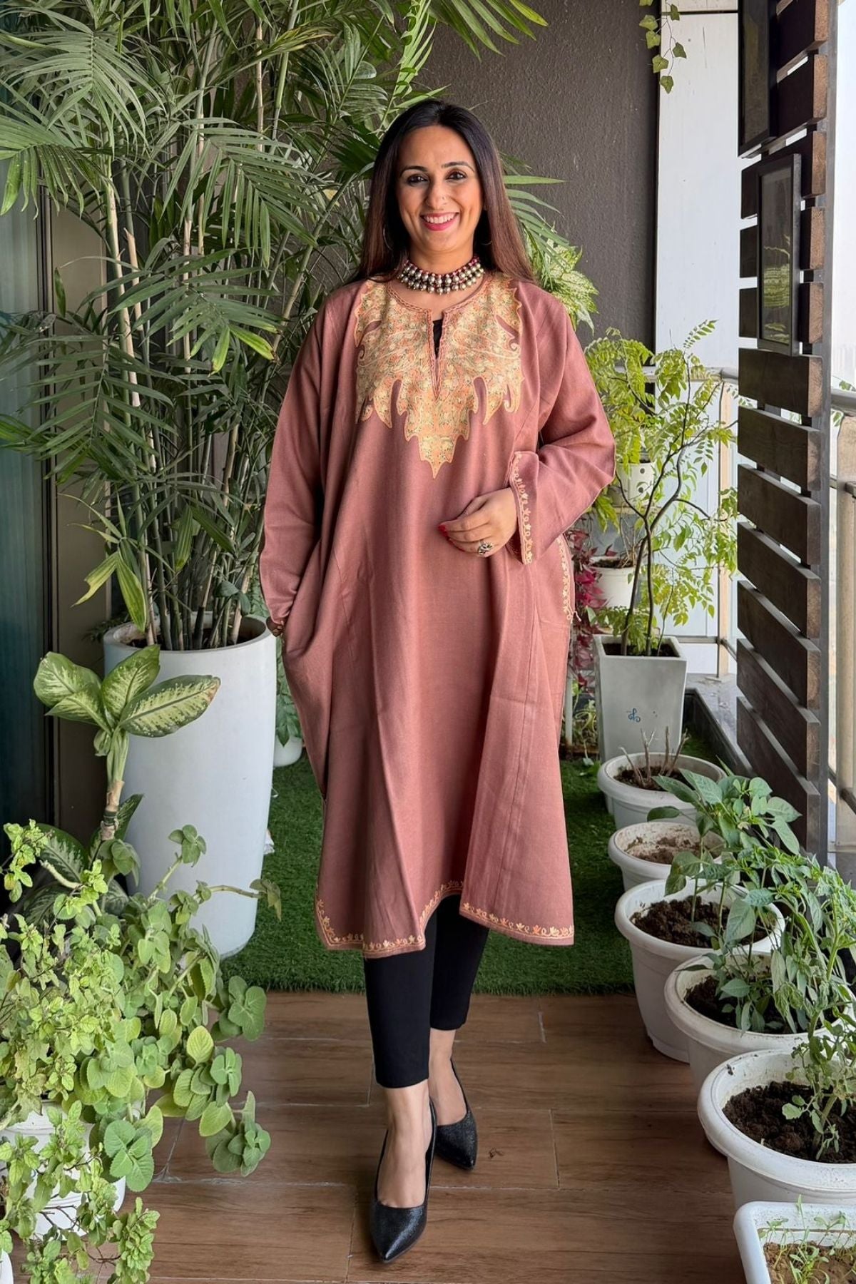 Woollen Kashmiri Phiran with Aari work