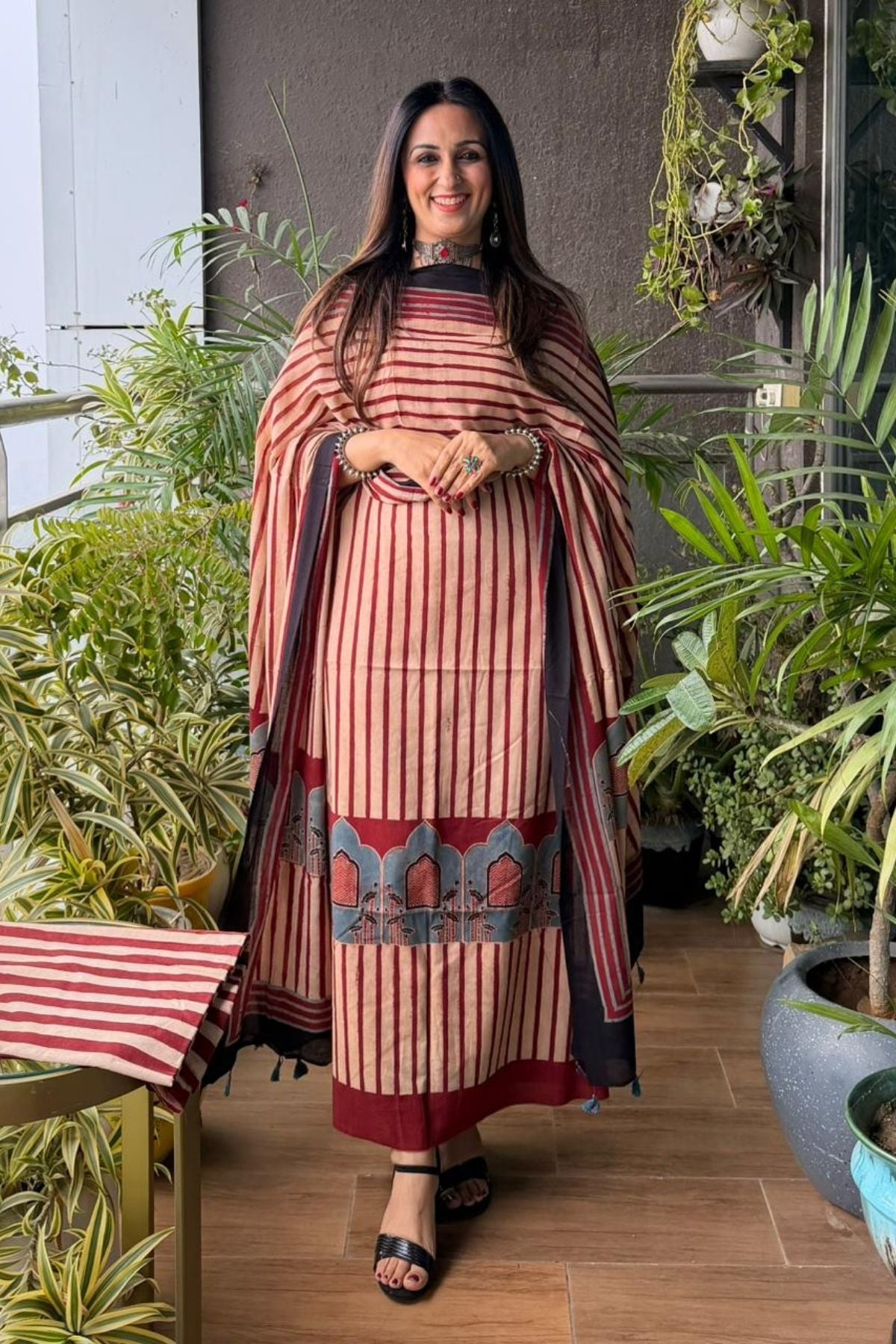 Ajrakh suits sets on Taj group pure cotton