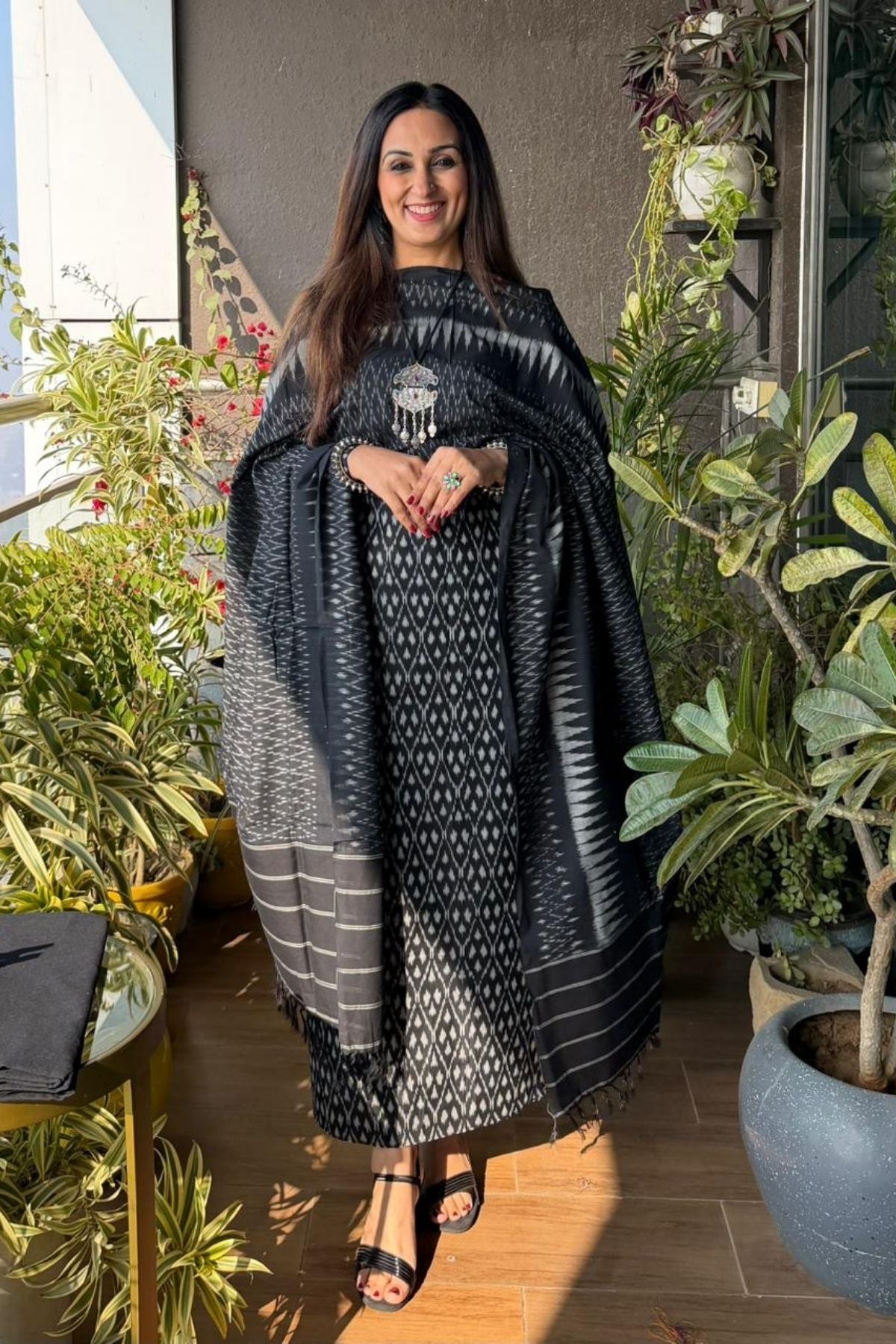 Handloom Mercerised Ikat cotton full set