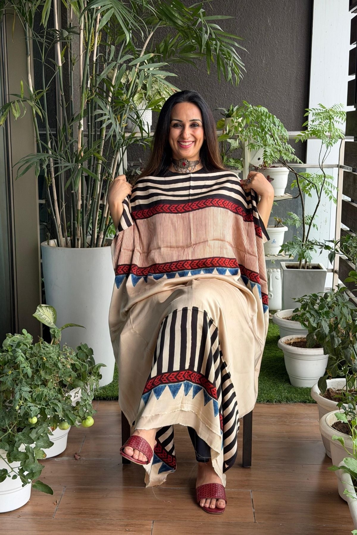 Ajrakh kurta fabric on pure modal !!