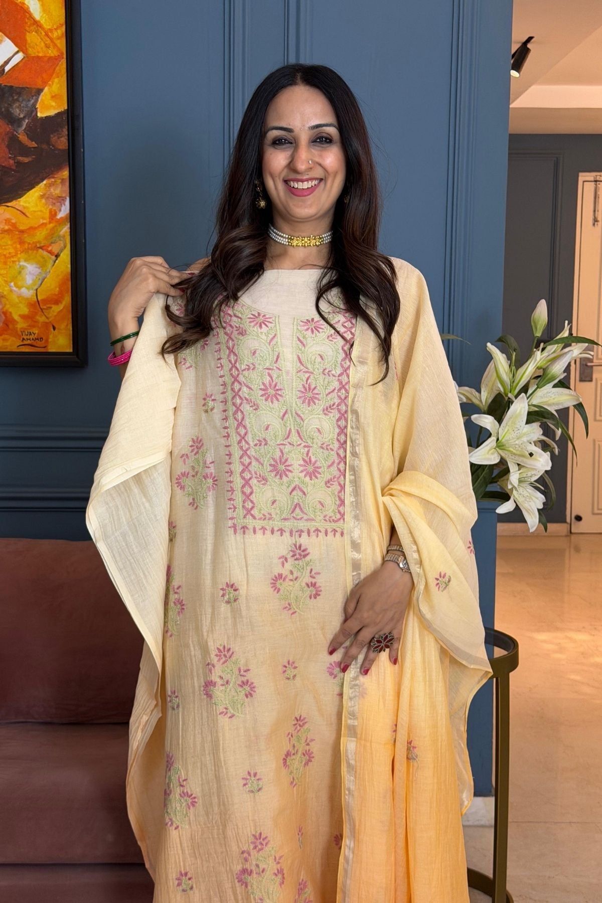 Ombré Chikankari on pure Mul cotton!!!