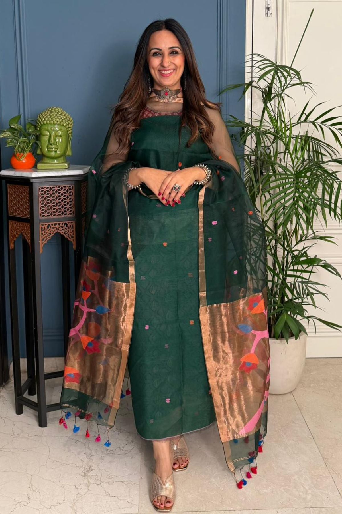 Muslin sets with Paithani inspired Jamdani work