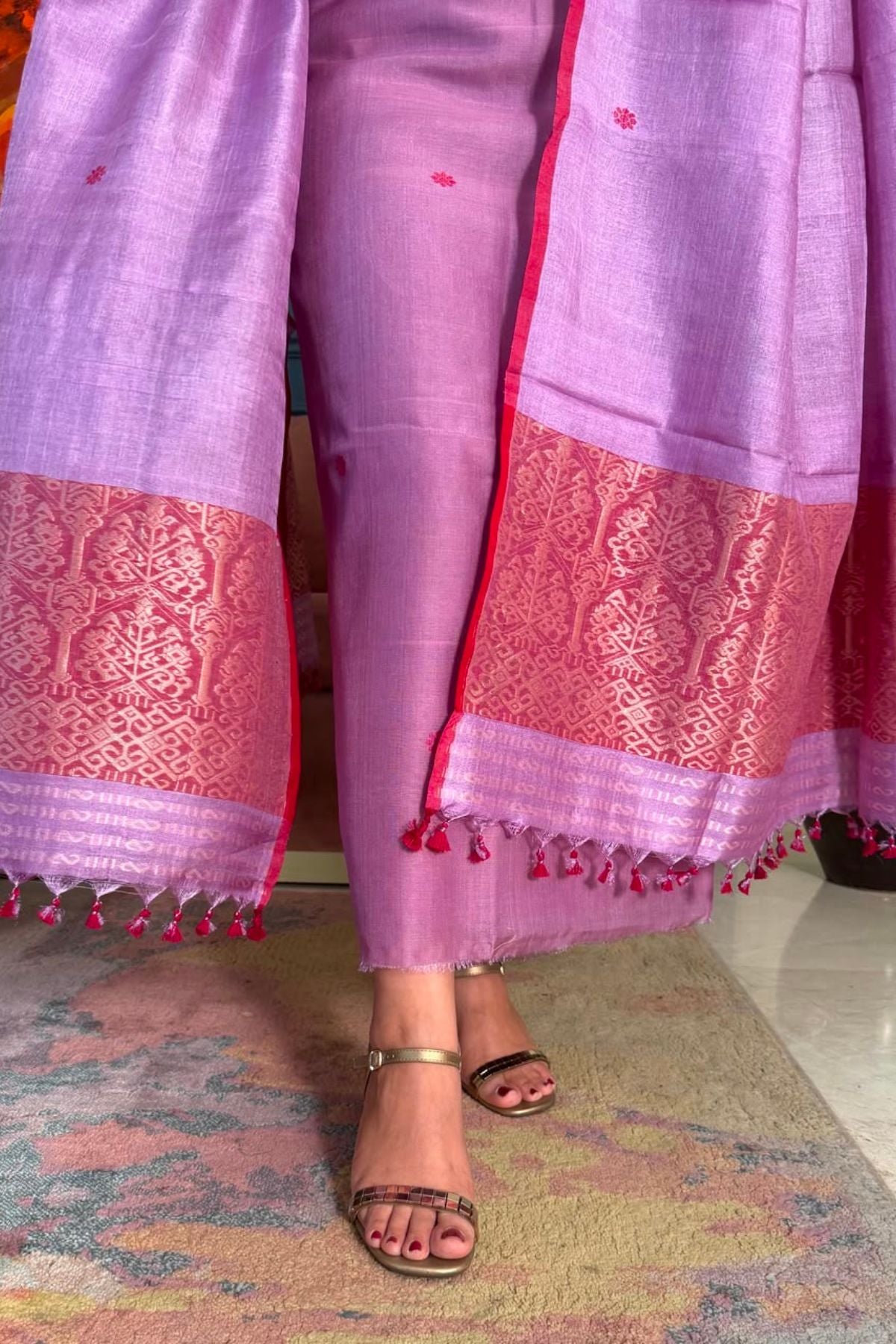 Tangail weave on Pure Tussar Silk -Kurta Dupatta set
