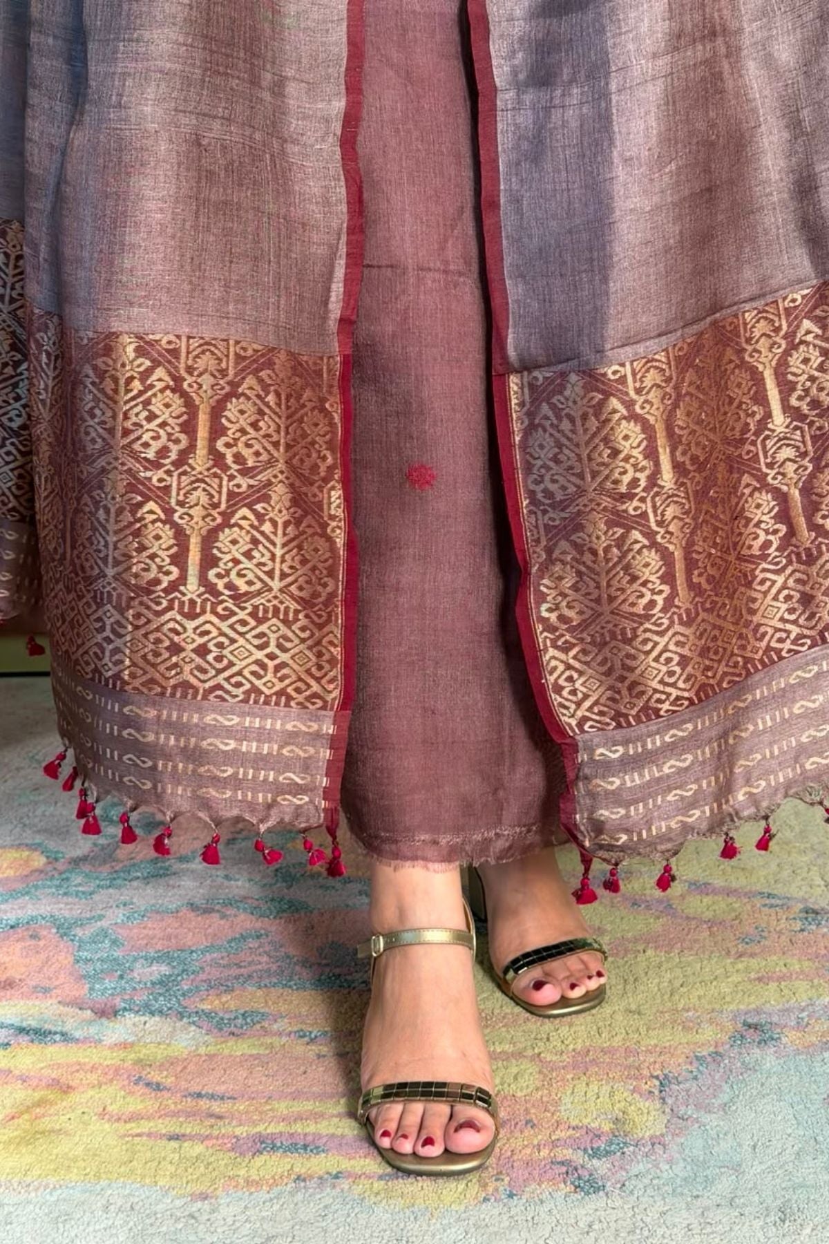 Tangail weave on Pure Tussar Silk -Kurta Dupatta set
