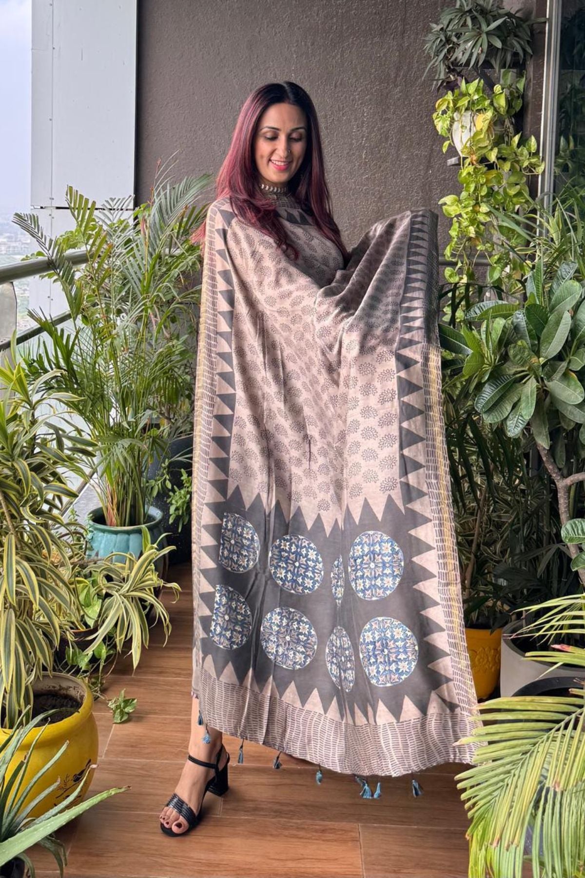 Ajrakh Pure Chanderi Silk kurta dupatta Set