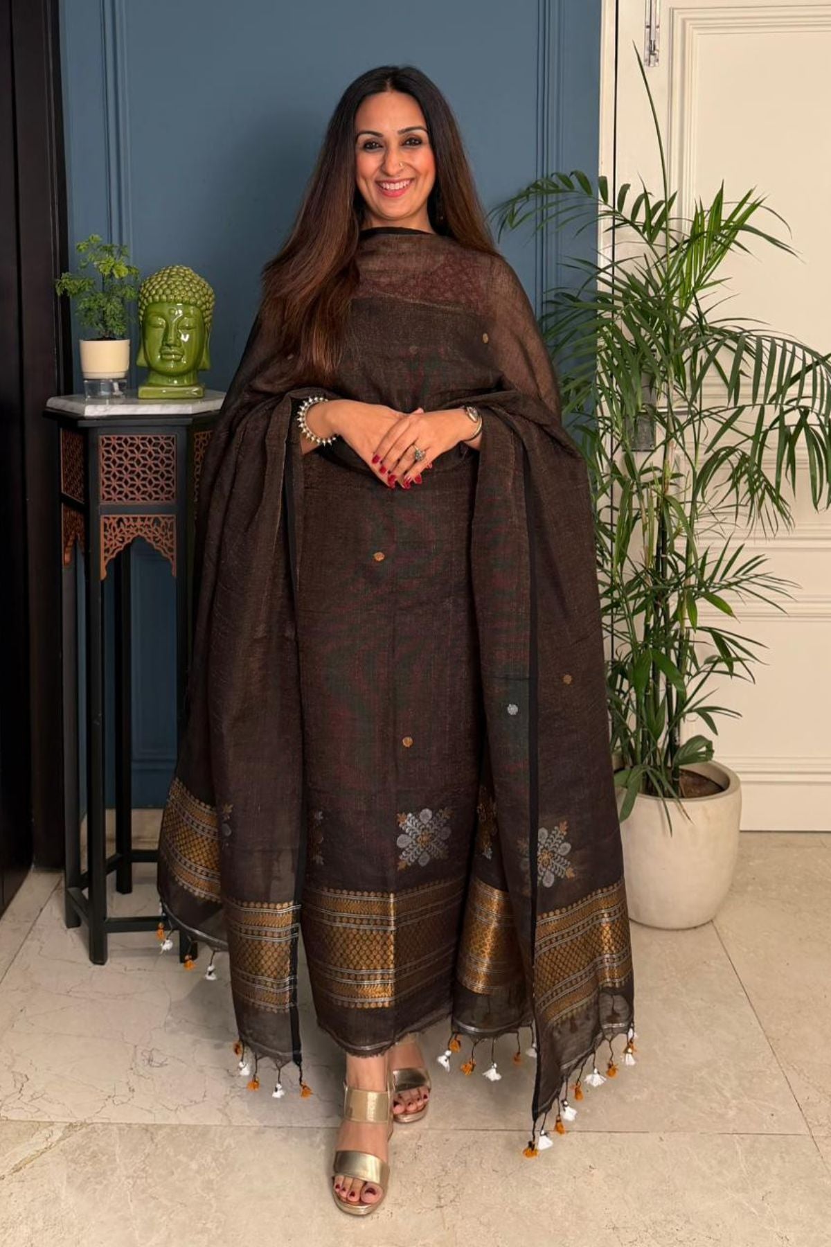 Jayshree tissue linen kurta dupatta set