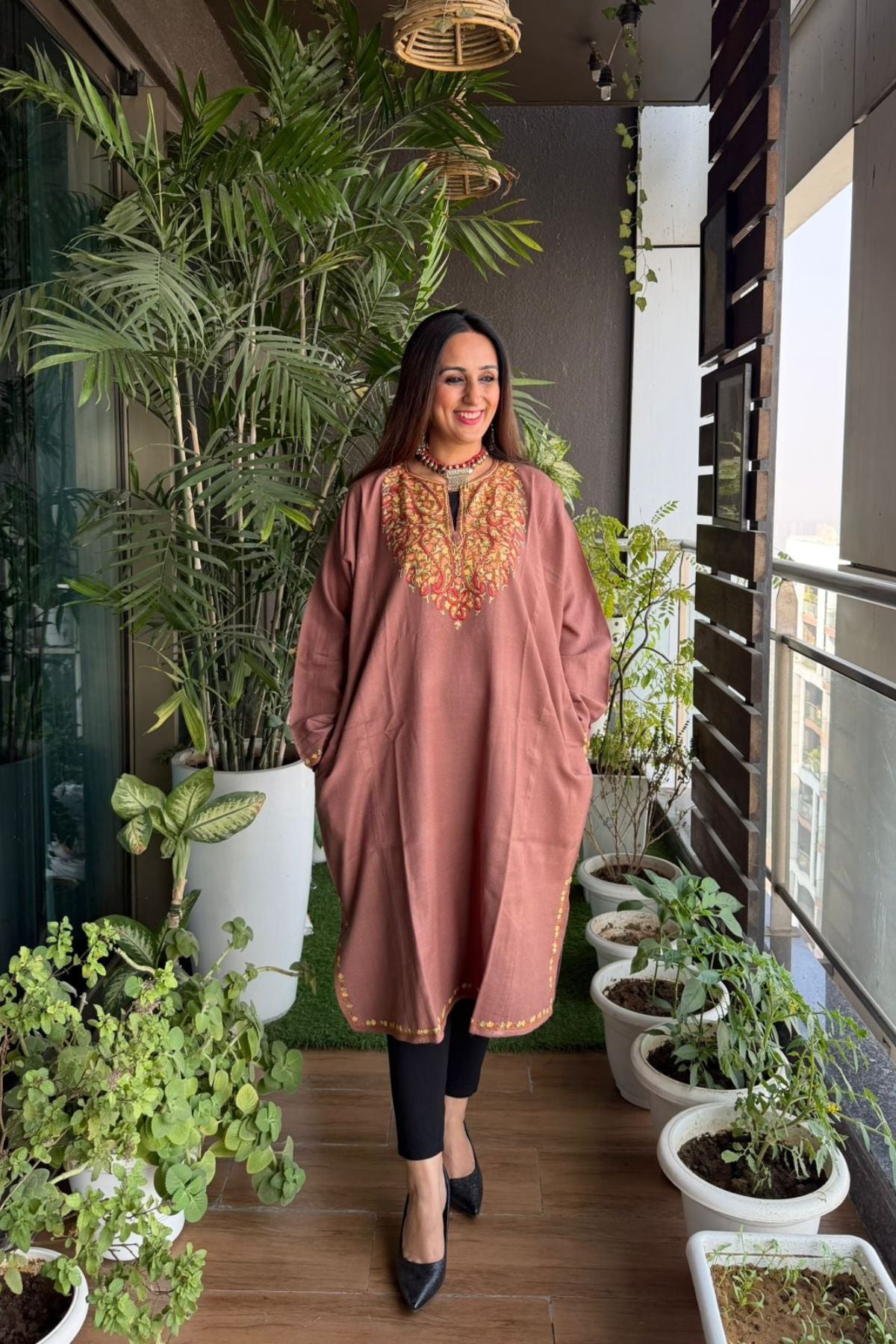 Woollen Kashmiri Phiran with Aari work